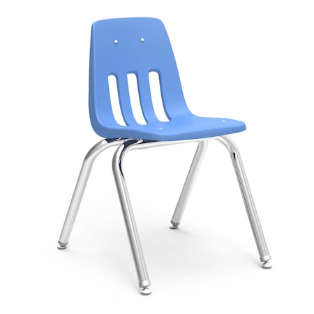 Virco 9000 Series 16" Classroom Chair, 2nd Grade - 4th Grade with Nylon Glides - Sky Blue Seat 9016